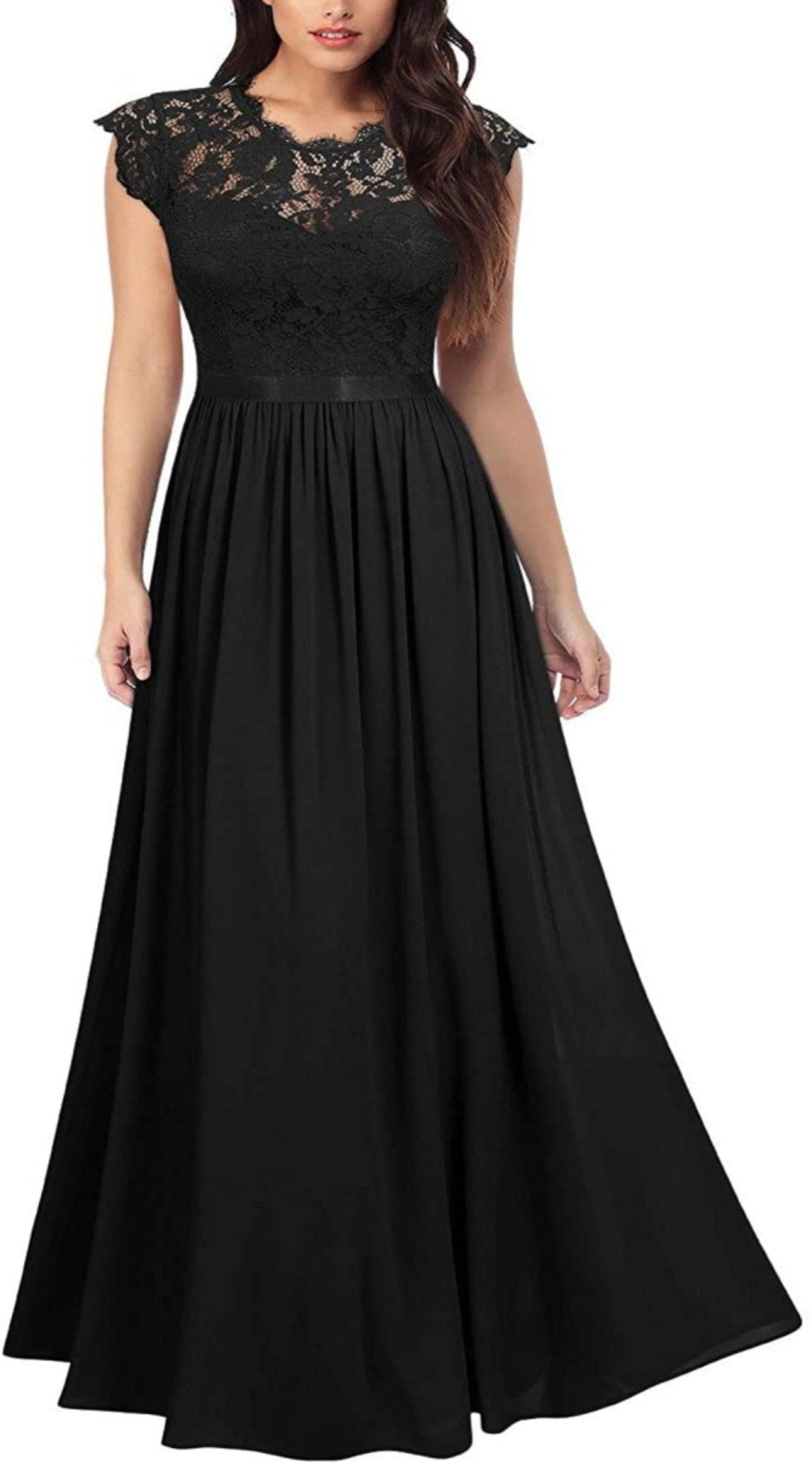 Floral Lace Evening Party Maxi Dress - Deb Shops