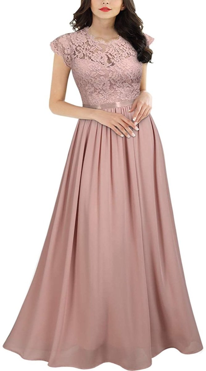 Floral Lace Evening Party Maxi Dress - Deb Shops
