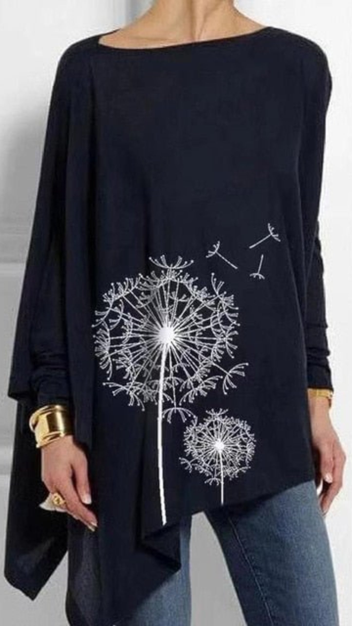 Irregular O Neck Long Sleeve Blouse - Deb Shops