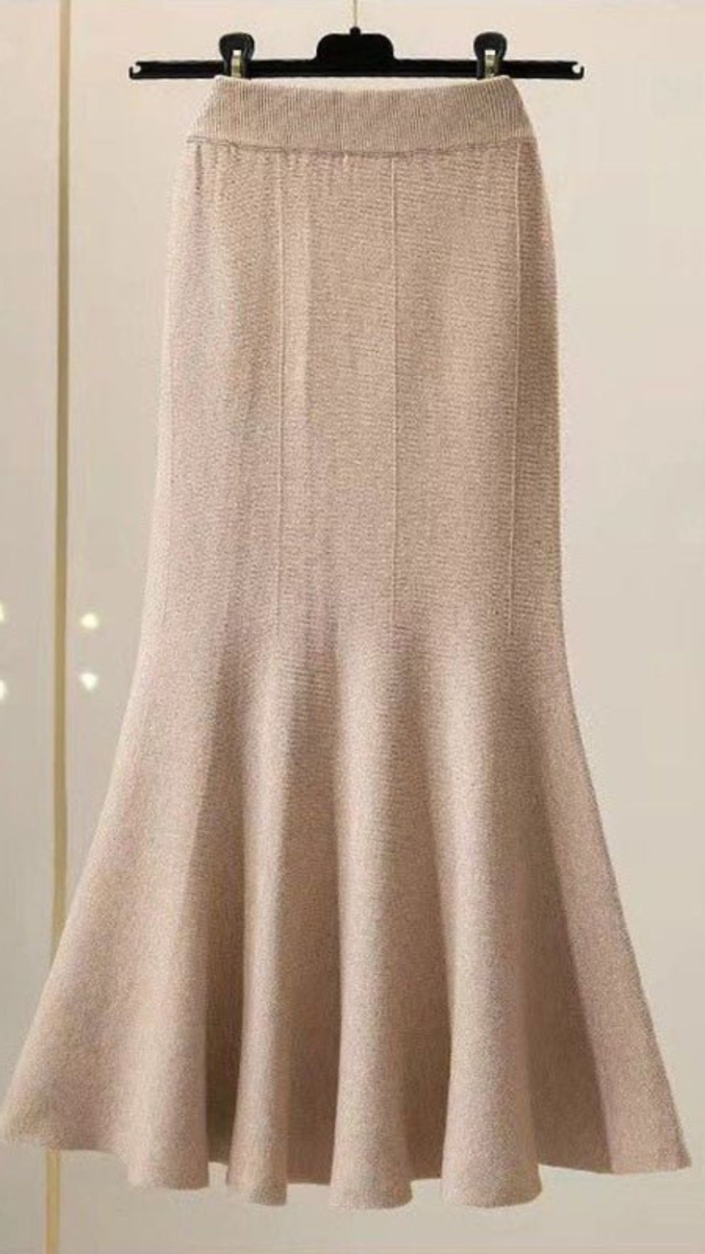 Empire Waistline Knitted Long High Waist Skirt - Deb Shops