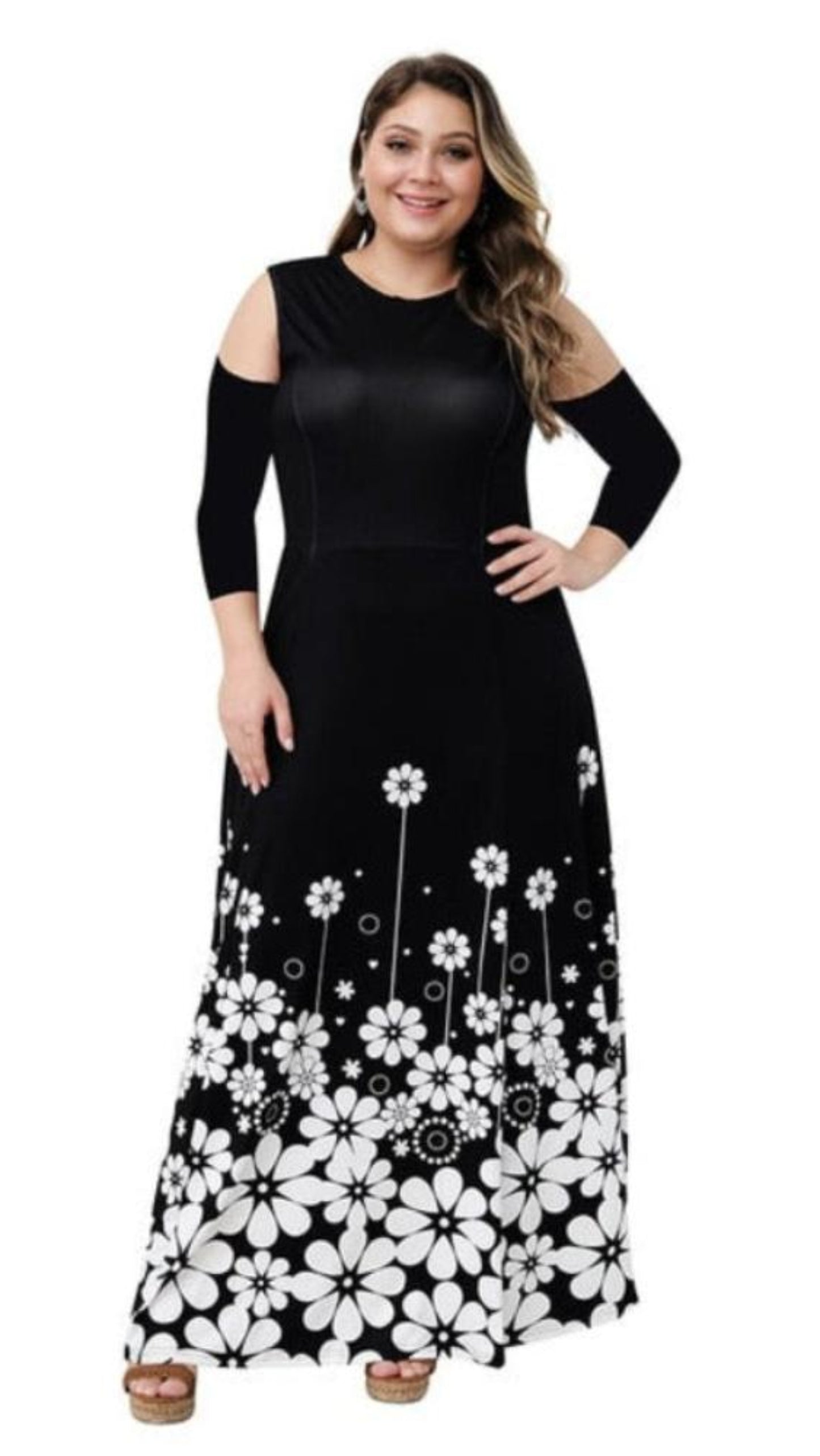 Large Size Elegant Hollow Out Dress - Deb Shops