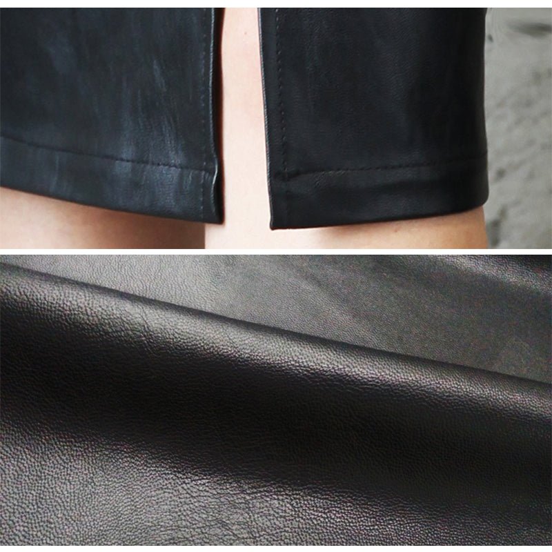 Leather Midi High Waist Office Pencil Skirt - Deb Shops