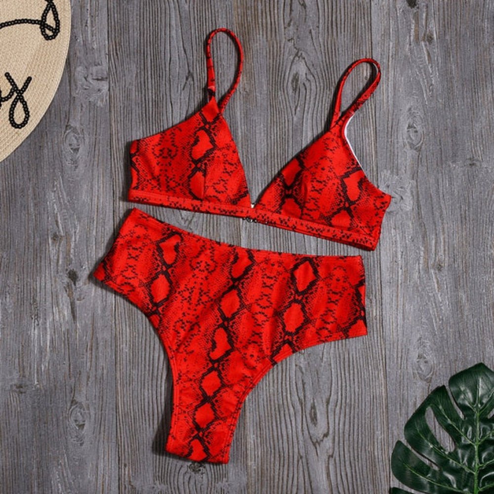 Leopard Bikinis Snake High Cut Beachwear - Deb Shops