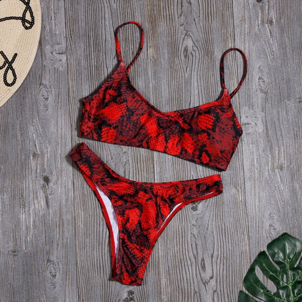 Leopard Bikinis Snake High Cut Beachwear - Deb Shops