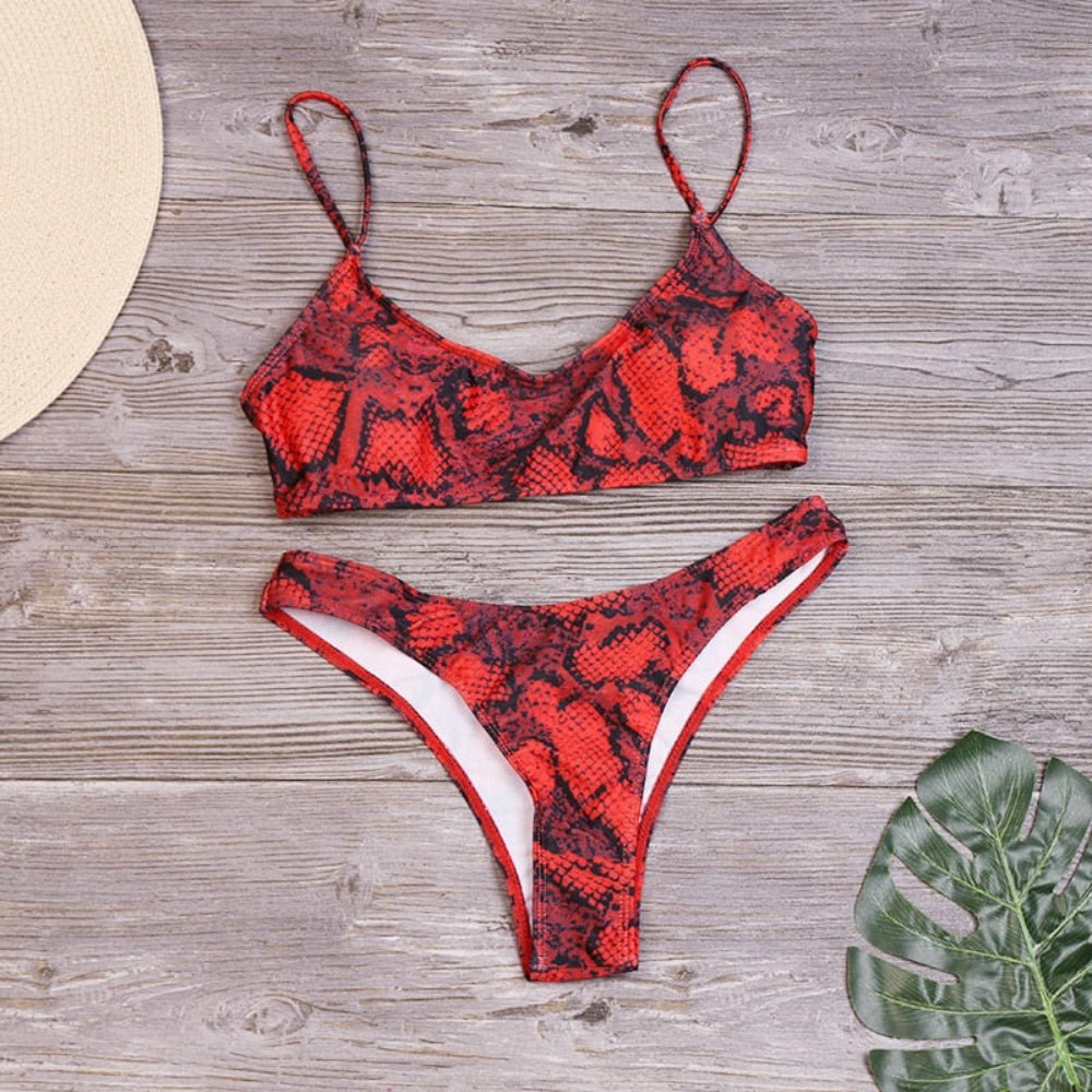 Leopard Bikinis Snake High Cut Beachwear - Deb Shops