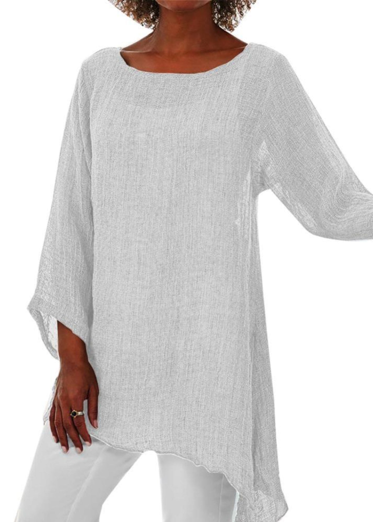 Loose O Neck Long Sleeve Casual Tunic - Deb Shops