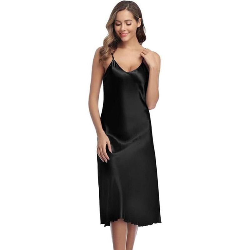 Nightdress Ruffles Satin Spaghetti Straps Intimate Lingerie - Deb Shops