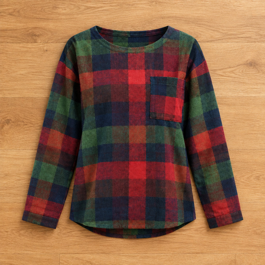 O Neck Long Sleeve Loose Pocket Blouse - Deb Shops