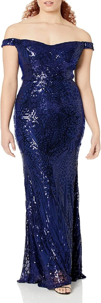 Off Shoulder Sequin Backless Sleeveless Slim Mermaid Maxi Dress - Deb Shops