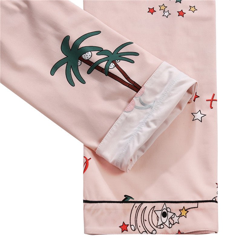 Pajamas Set Lovely Cartoon Print Short Sleeve Cotton Sleepwear - Deb Shops