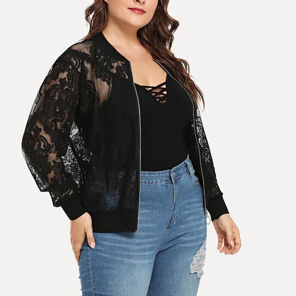Plus Size Lace Loose Shawl Jacket - Deb Shops