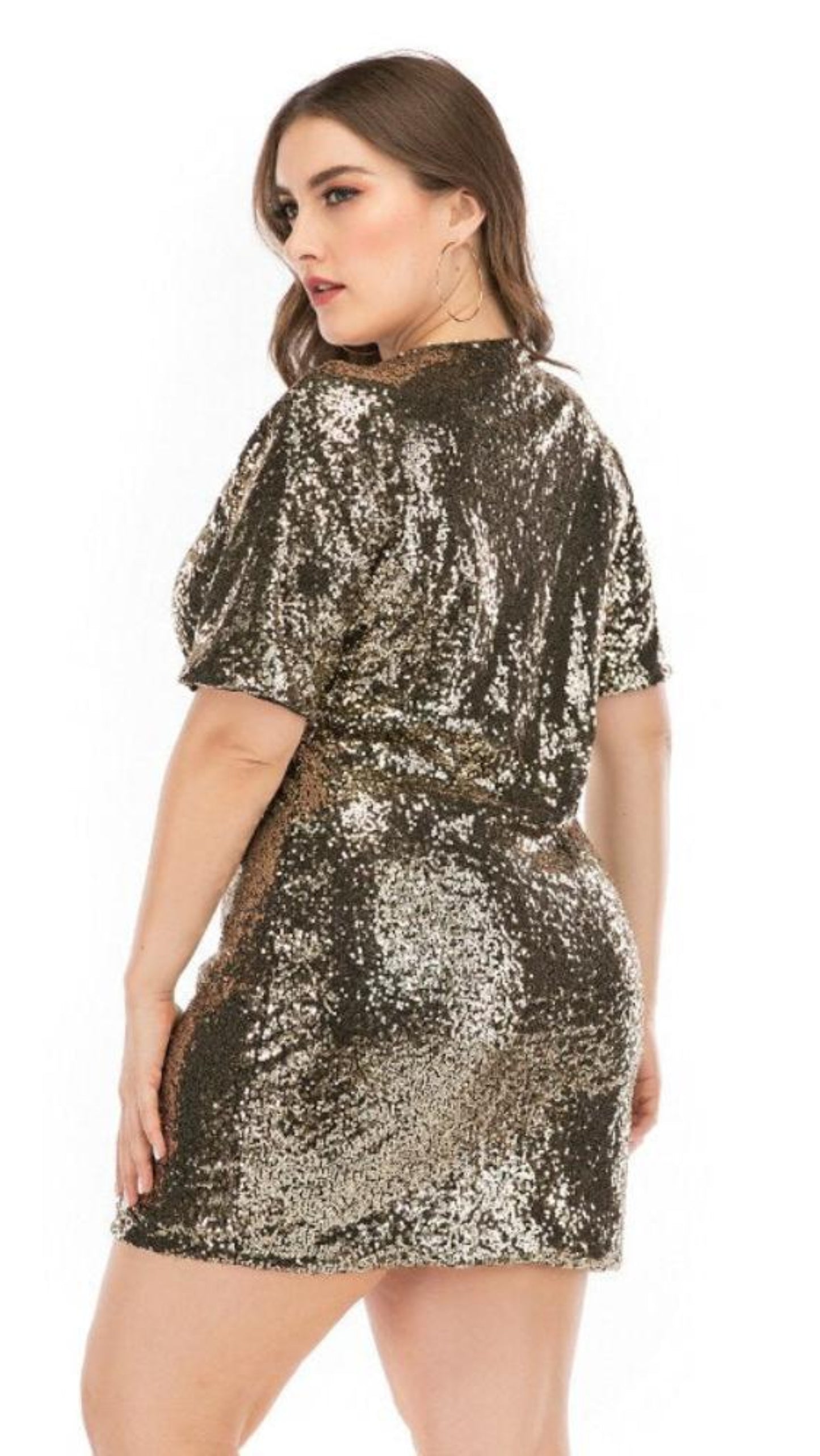Sexy Deep V Neck Long Sleeve Dress - Deb Shops