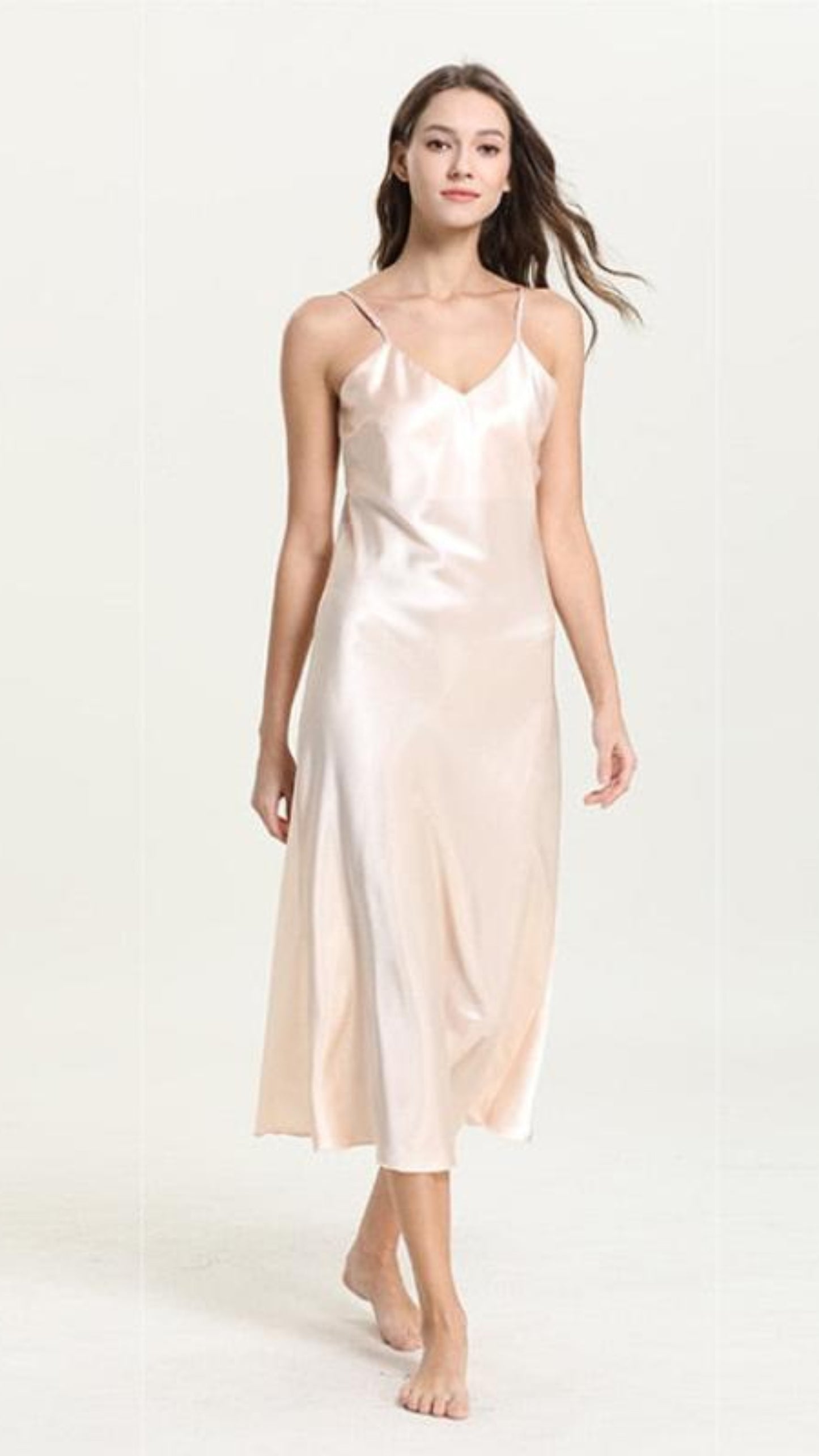 Sexy Long Satin Rayon Sleepwear Solid Women Nightdress Nightwear - Deb Shops