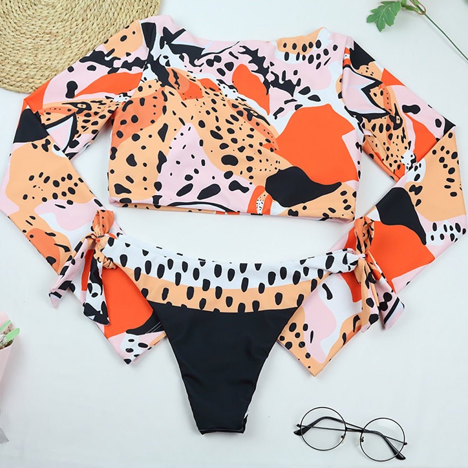 Sexy Long Sleeve Bikini Swimsuit Swimwear Bikini Set Beachwear Swimming Wear - Deb Shops