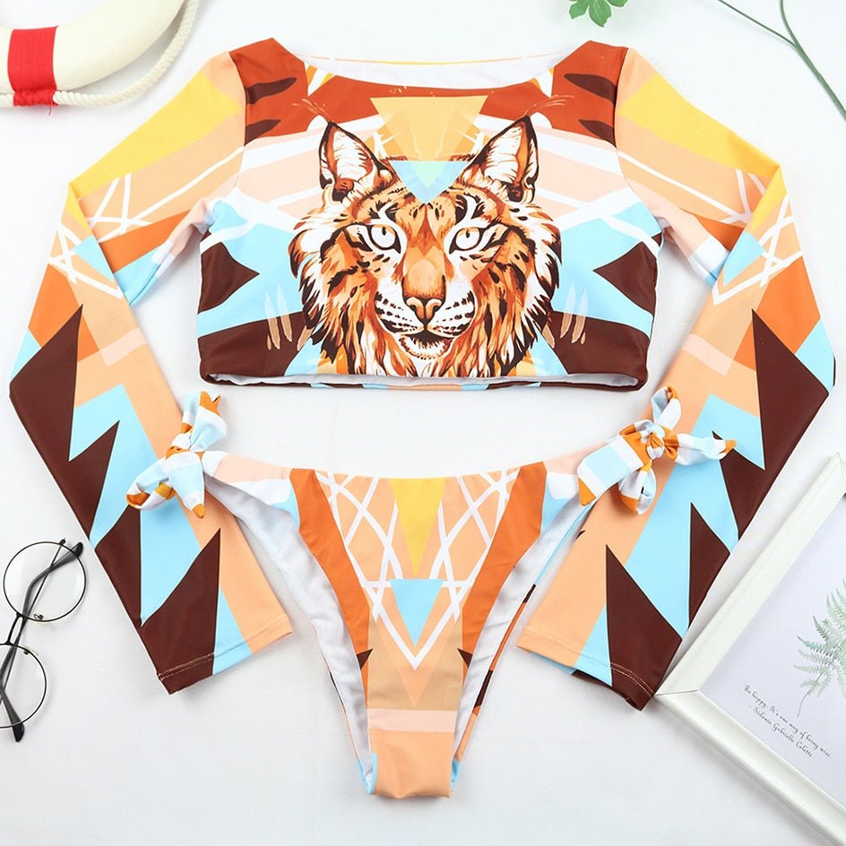 Sexy Long Sleeve Bikini Swimsuit Swimwear Bikini Set Beachwear Swimming Wear - Deb Shops