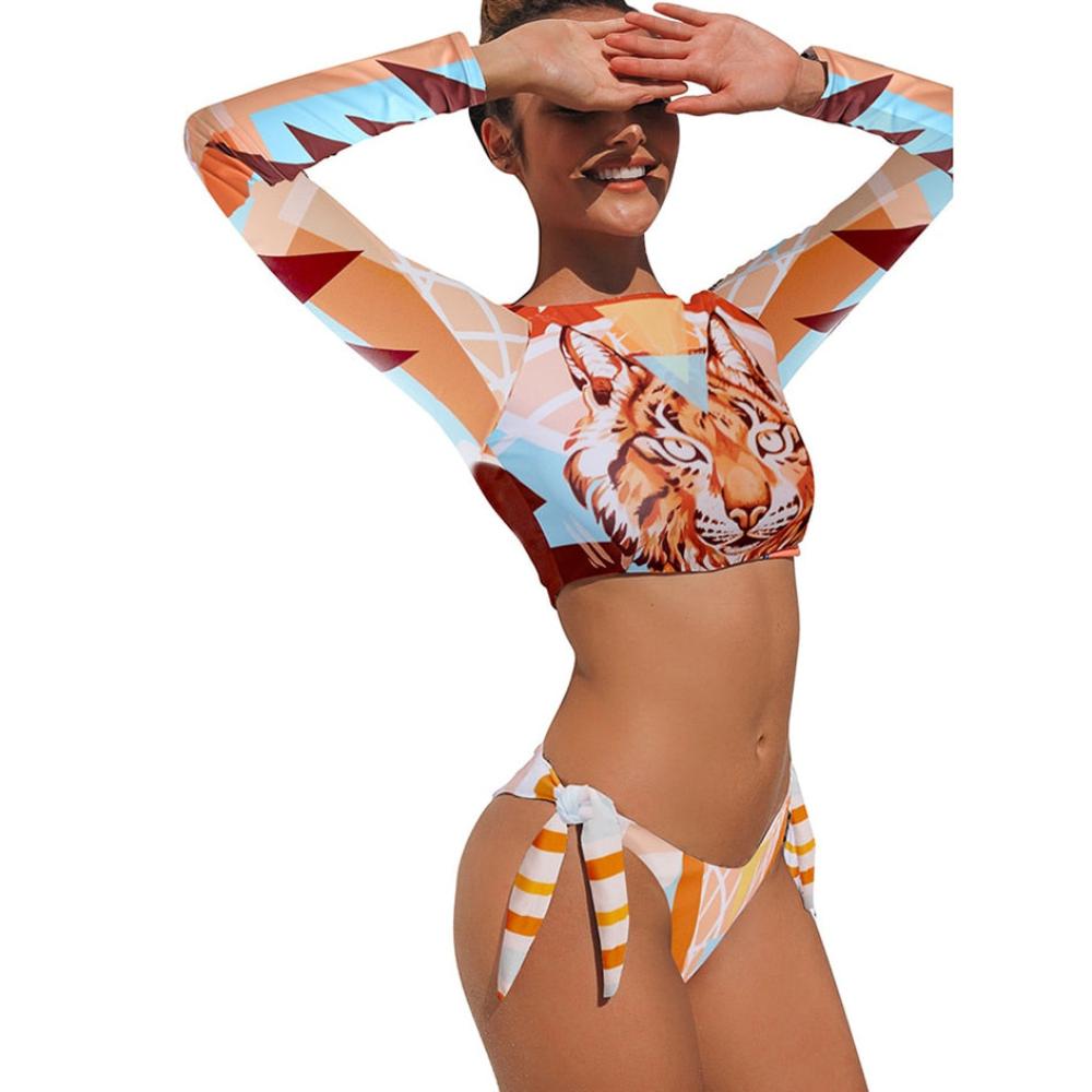 Sexy Long Sleeve Bikini Swimsuit Swimwear Bikini Set Beachwear Swimming Wear - Deb Shops