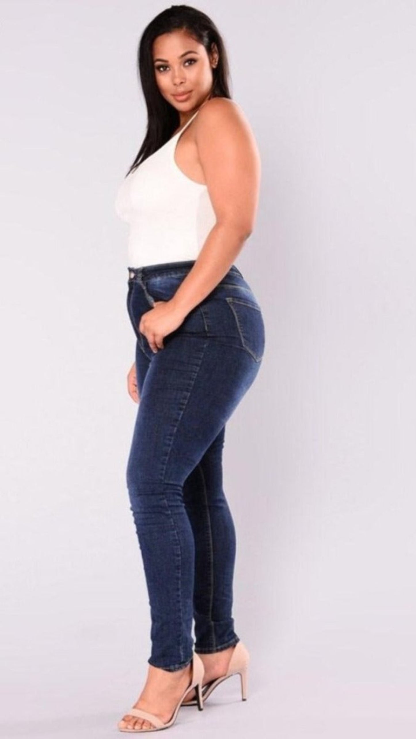 Stretch Slim Denim Skinny High Waist Pencil Zipper Jeans - Deb Shops