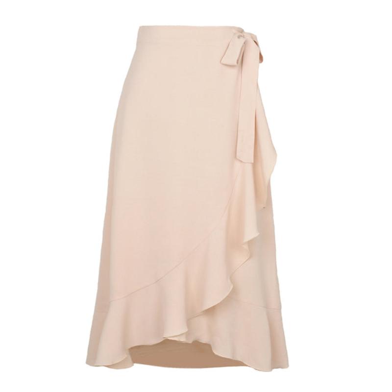 Summer Wrap Skirt High Waist Split Solid Ruffles - Deb Shops
