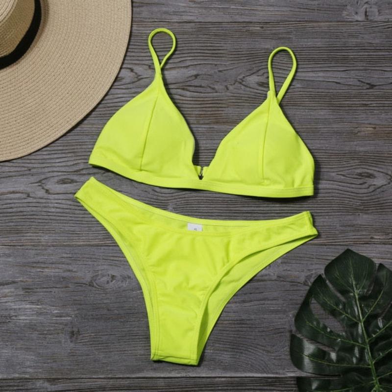 Triangle Swimwear Low Waist Bikini Set - Deb Shops
