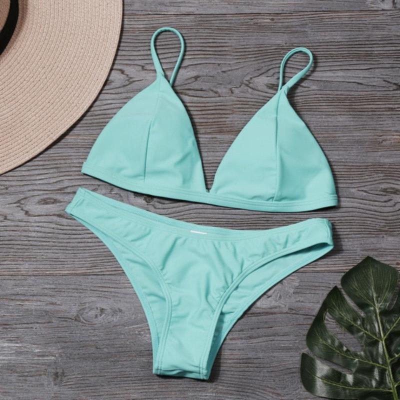 Triangle Swimwear Low Waist Bikini Set - Deb Shops