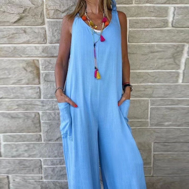 V Neck Sleeveless Commute Lady Jumpsuit - Deb Shops