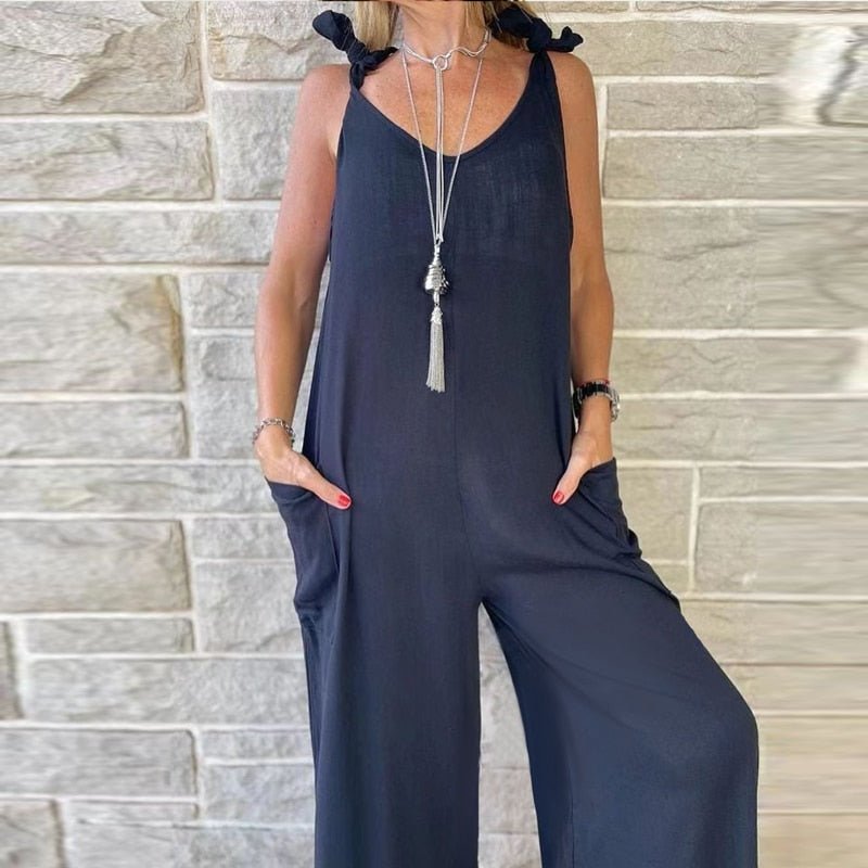 V Neck Sleeveless Commute Lady Jumpsuit - Deb Shops