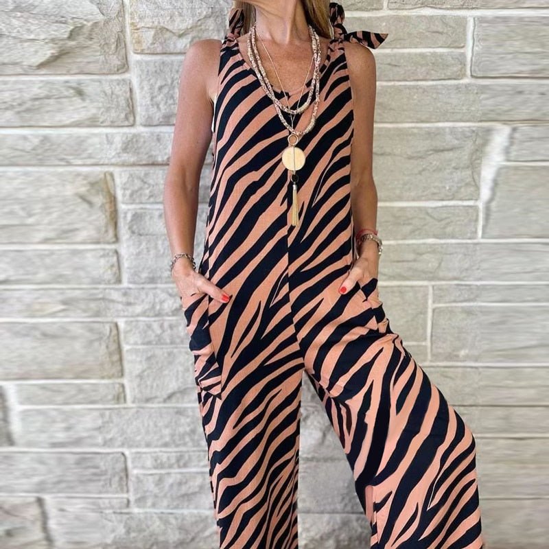 V Neck Sleeveless Commute Lady Jumpsuit - Deb Shops