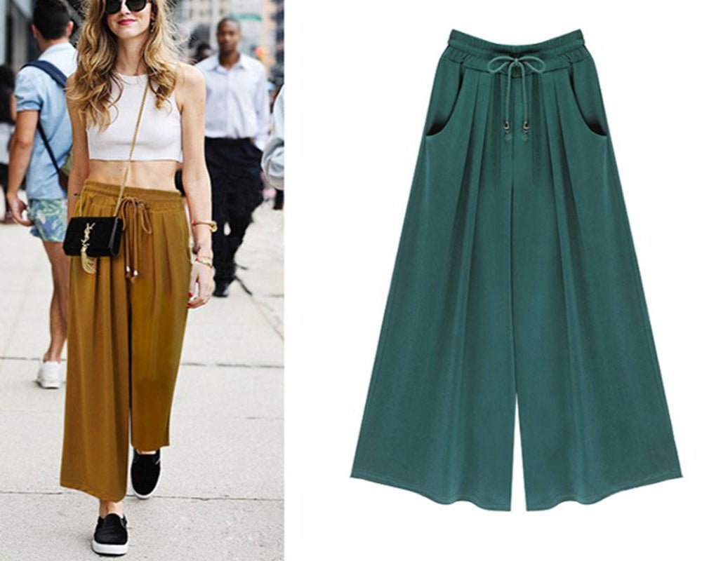 Wide Leg High Waist Loose Pants - Deb Shops