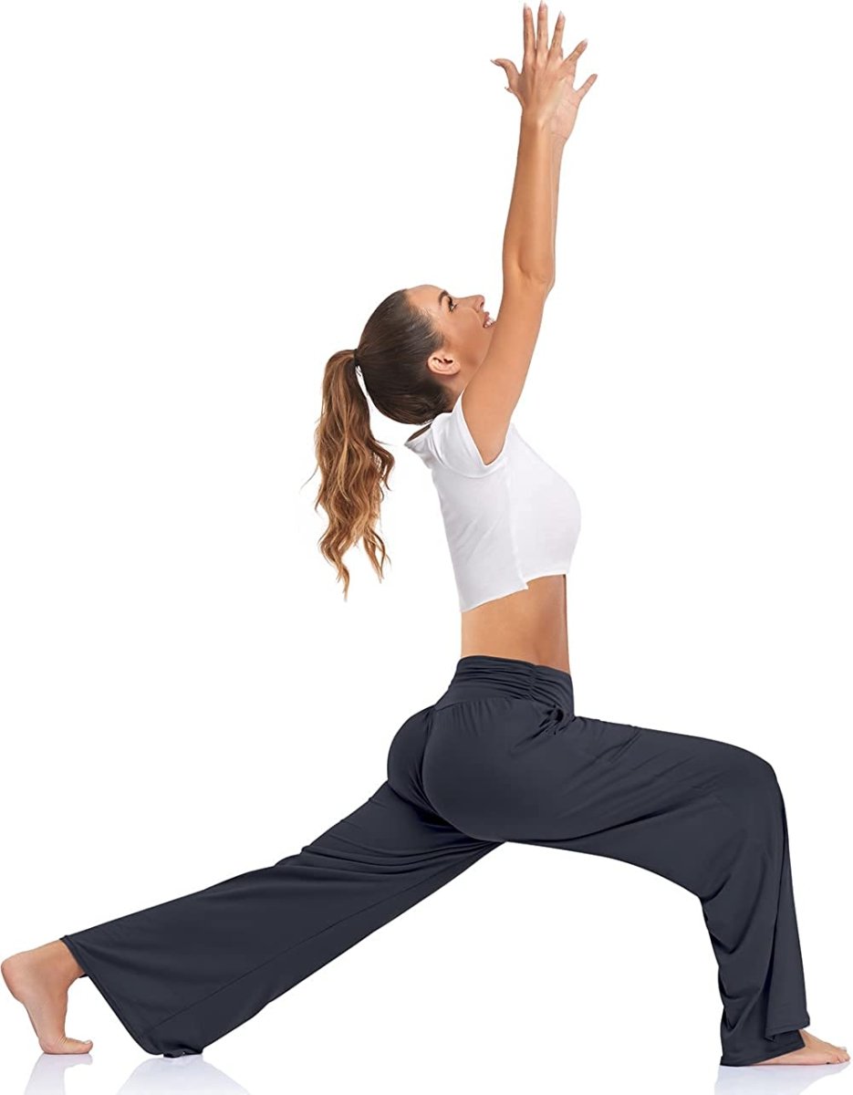 Wide Leg Yoga High Waisted Adjustable Tie Knot Joggers with Pockets - Deb Shops
