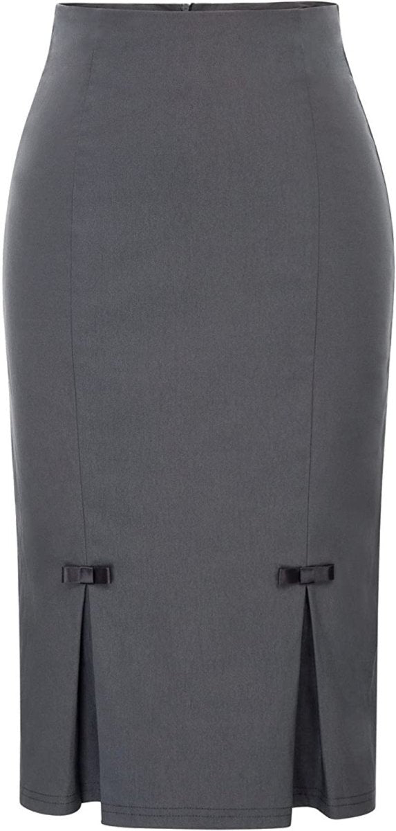 Women Midi High Waist Stretchy Pencil Skirt with Bow - Knot - Deb Shops