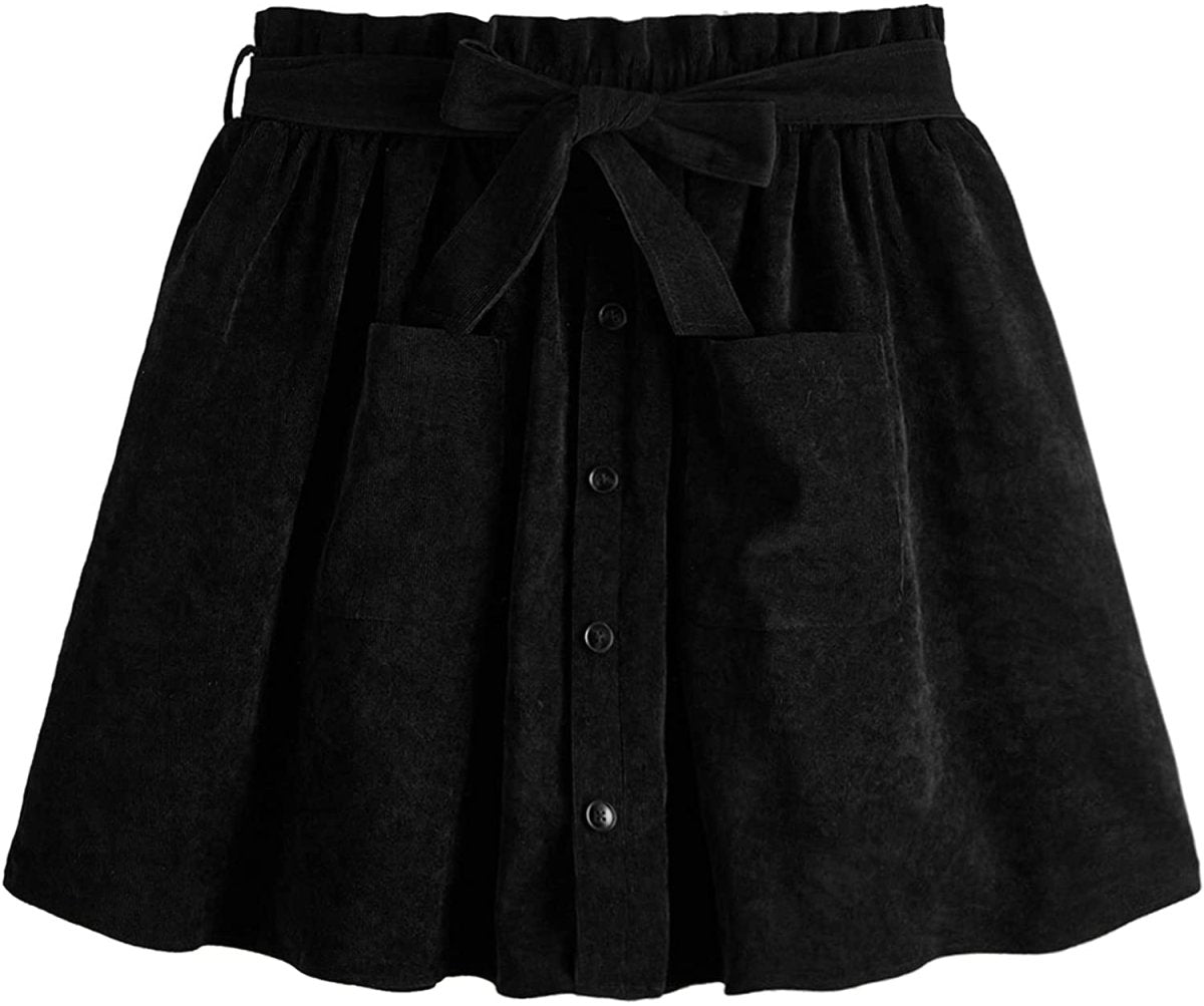 Women's Casual Self Tie Waist Frill Double Pocket Short Skirt - Deb Shops