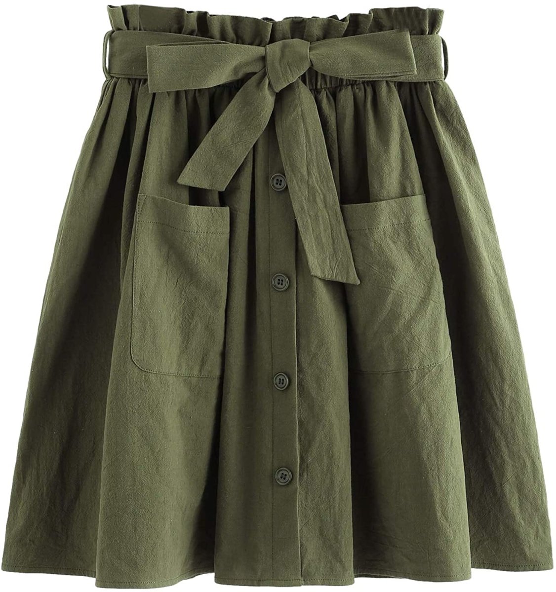 Women's Casual Self Tie Waist Frill Double Pocket Short Skirt - Deb Shops