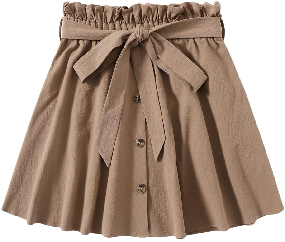 Women's Casual Self Tie Waist Frill Double Pocket Short Skirt - Deb Shops