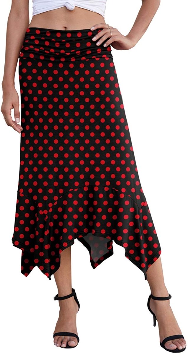 Women's Summer Soft Fit Flowy Handkerchief Hemline Midi Skirt - Deb Shops