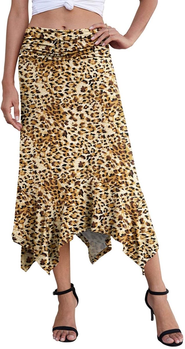 Women's Summer Soft Fit Flowy Handkerchief Hemline Midi Skirt - Deb Shops