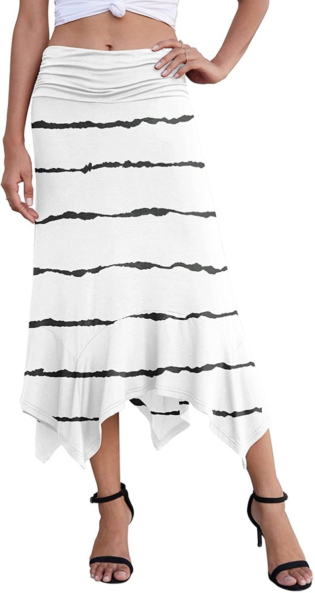 Women's Summer Soft Fit Flowy Handkerchief Hemline Midi Skirt - Deb Shops