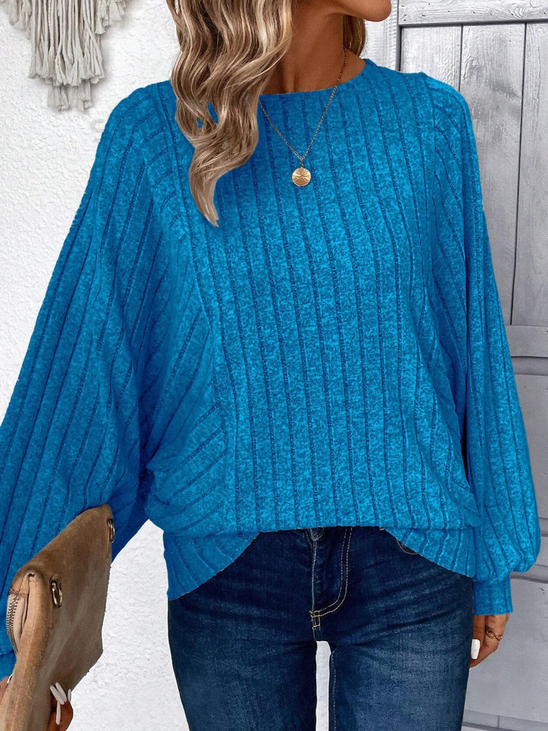 Plus Size Round Neck Batwing Sleeve T-Shirt - Deb Shops