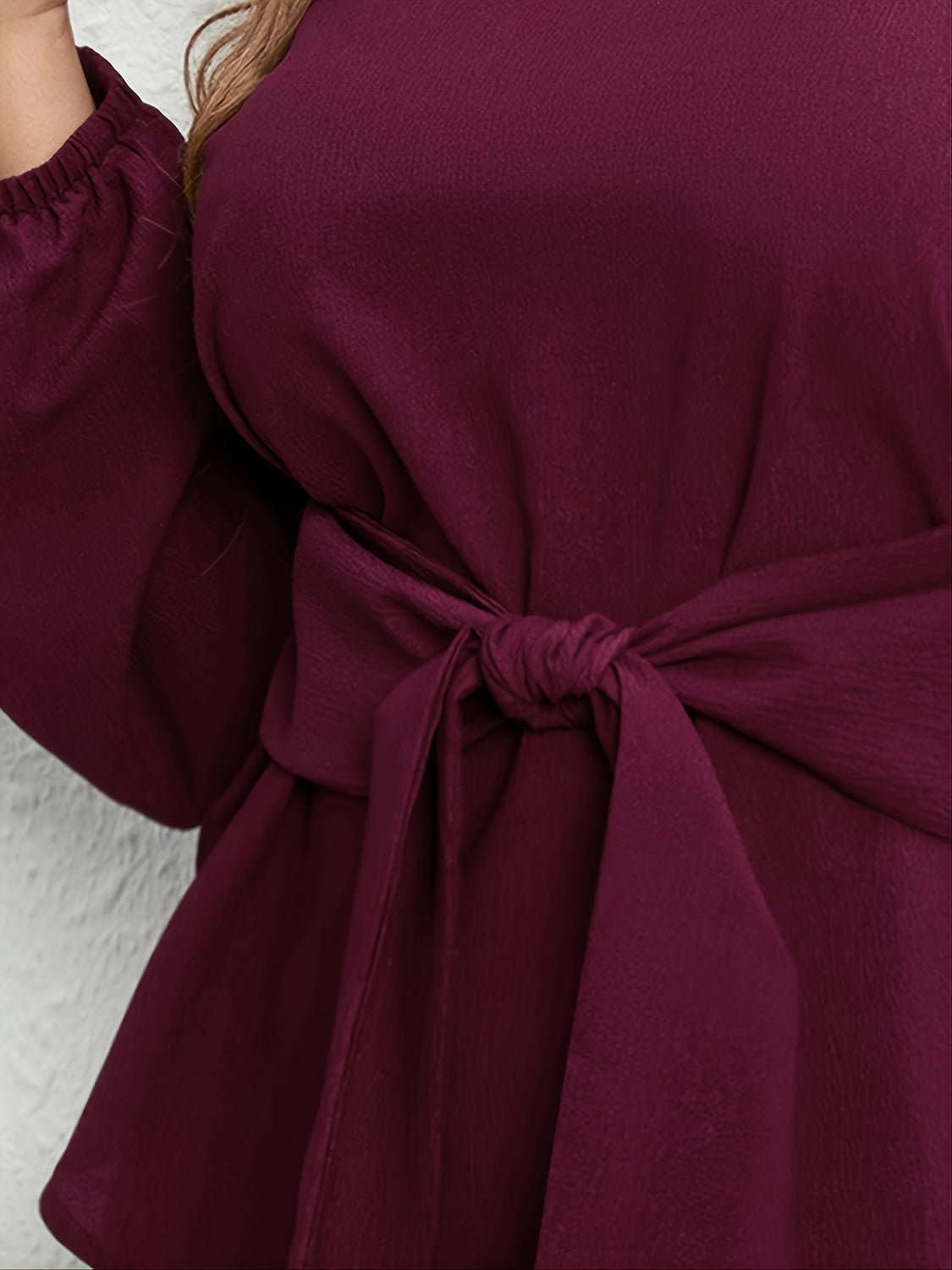 Plus Size Tie Front Long Sleeve Blouse - Deb Shops