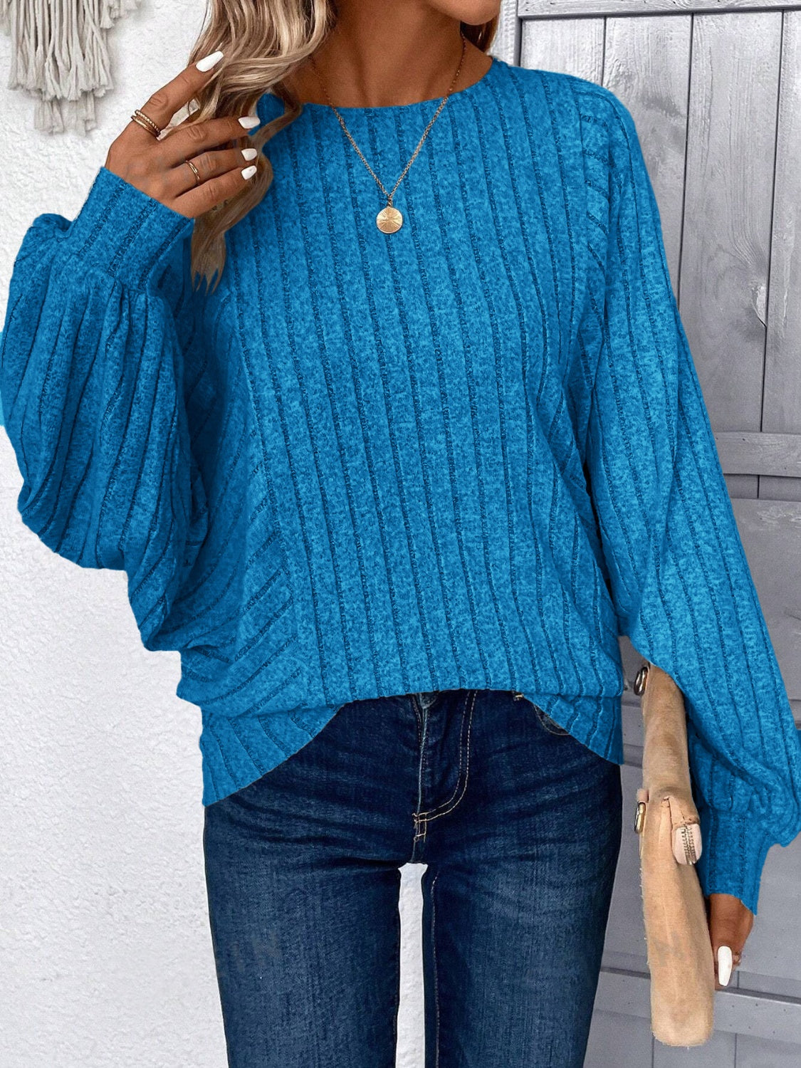 Plus Size Round Neck Batwing Sleeve T-Shirt - Deb Shops