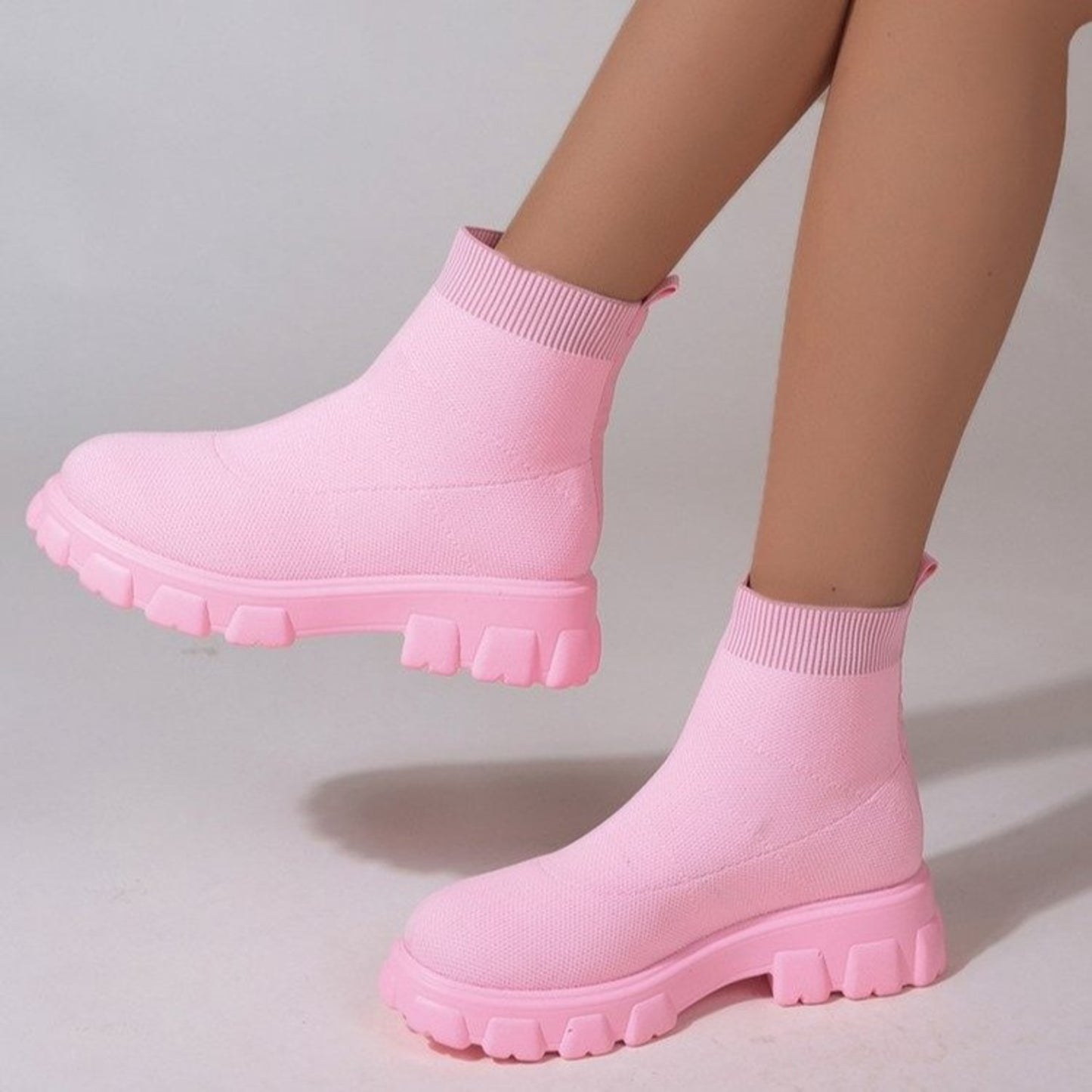 Mesh Round Toe Platform Boots - Deb Shops