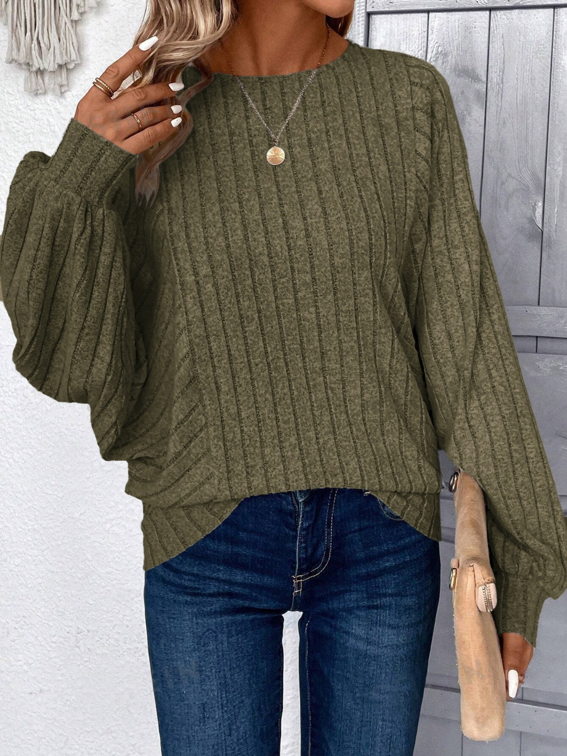 Plus Size Round Neck Batwing Sleeve T-Shirt - Deb Shops