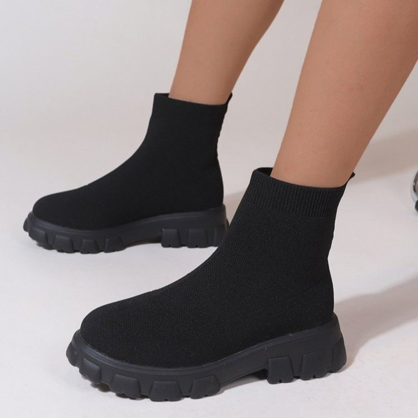 Mesh Round Toe Platform Boots - Deb Shops