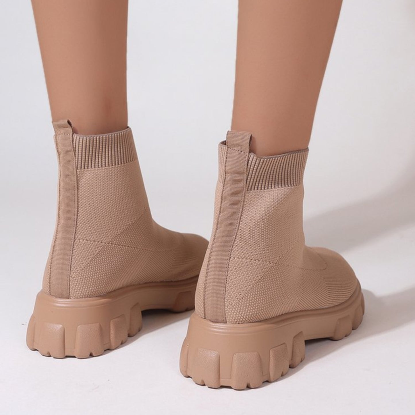 Mesh Round Toe Platform Boots - Deb Shops