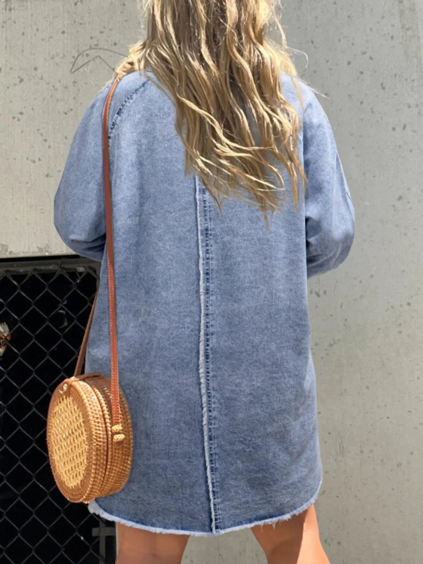 Button-Front Long Sleeve Denim Shirt Dress | Deb Shops