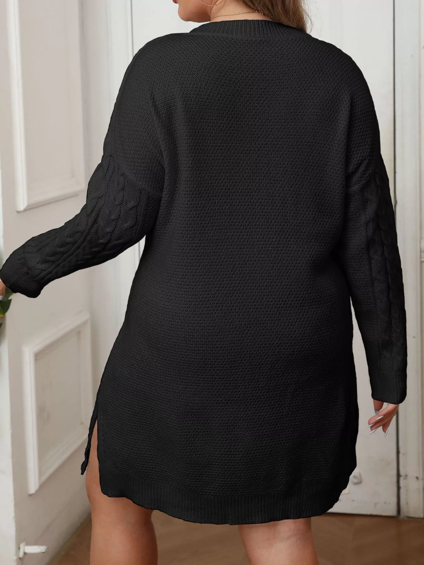 Cable Knit Long Sleeve Sweater Dress