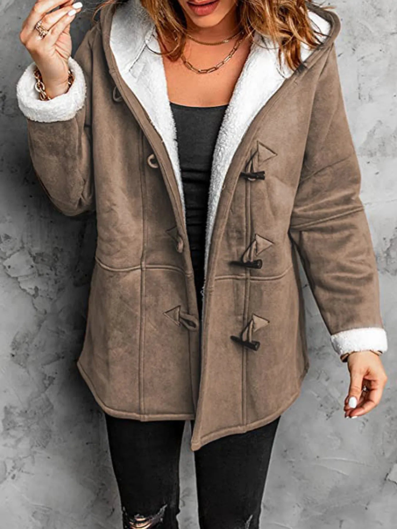 Cozy Sherpa Lined Toggle Coat with Hood | Deb Shops