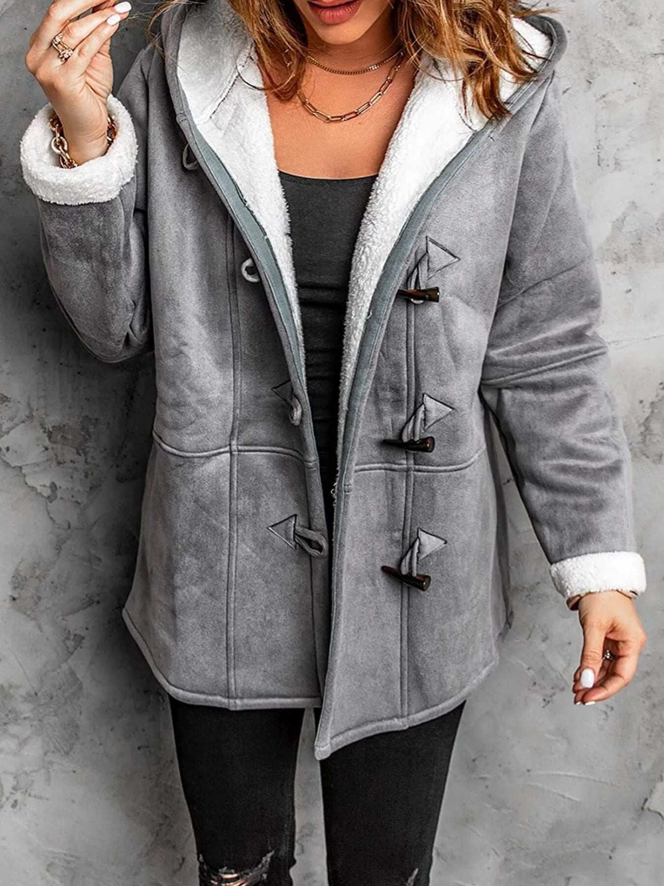 Cozy Sherpa Lined Toggle Coat with Hood | Deb Shops