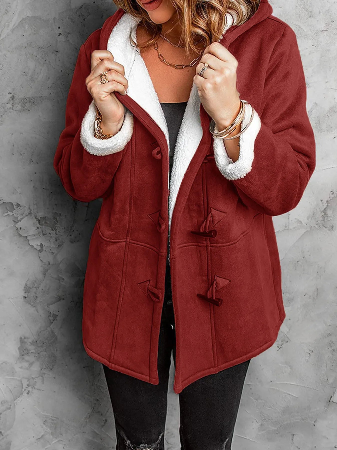 Cozy Sherpa Lined Toggle Coat with Hood | Deb Shops