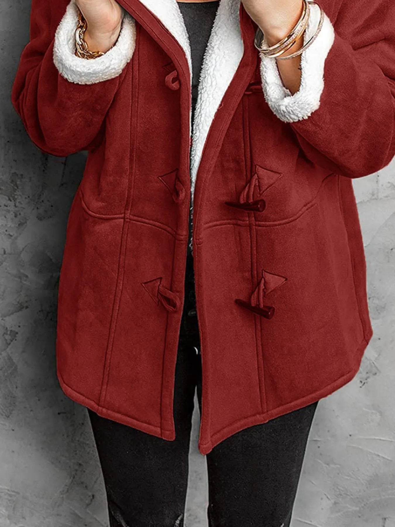 Cozy Sherpa Lined Toggle Coat with Hood | Deb Shops