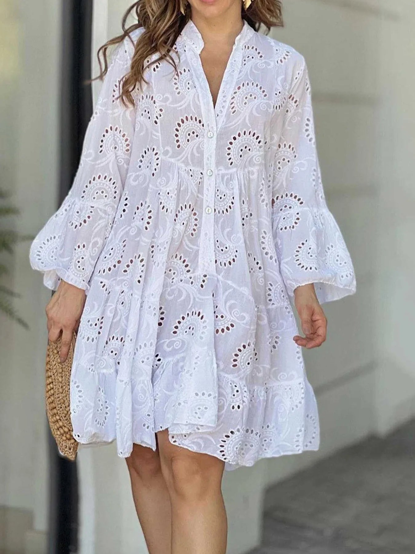 Eyelet Ruffled Hem Tiered Dress | Deb Shops